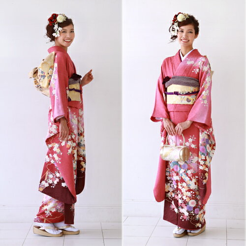 【レンタル】【最大20日間】 振袖 レンタル 成人式 20点フルセット 「ピンク 赤 桜 撫子」 着物　結婚式 貸衣装 レンタル】【最大20日間】 振袖 レンタル 成人式 20点フルセット