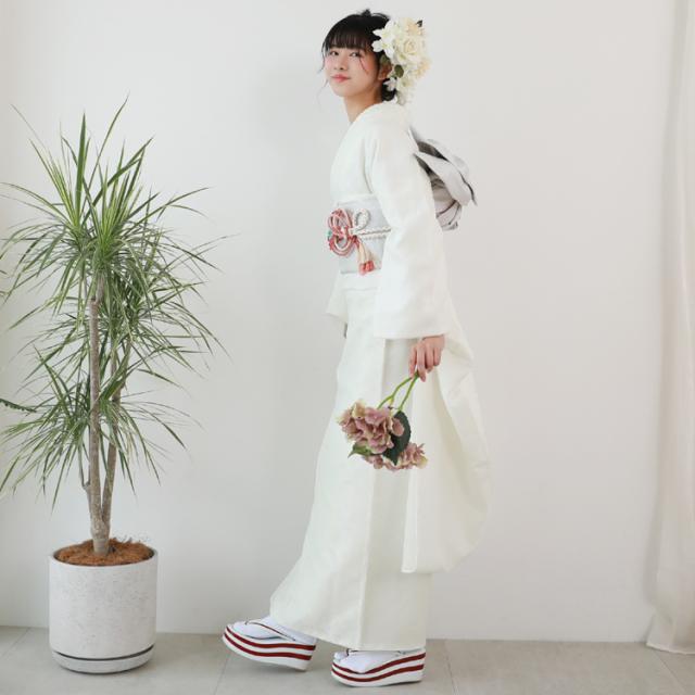 最大20日間レンタル 振袖 成人式 レンタル シンプル20点フルセット 「生成り地に花紋」 成人式 モード 結婚式 フォーマル 赤 地紋 生成り 白 オフ_14