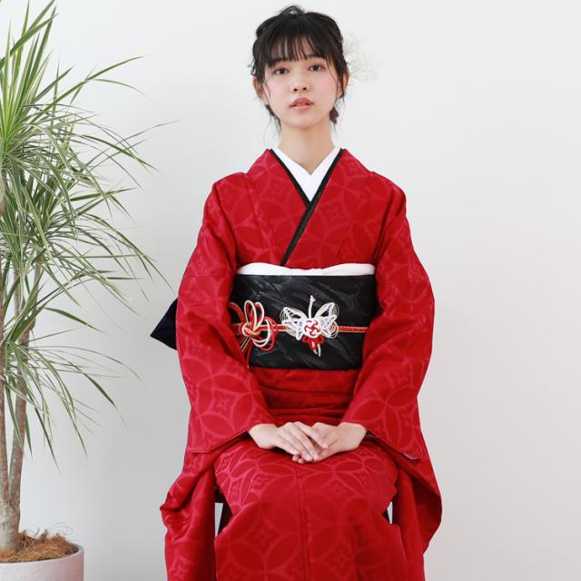 最大20日間レンタル 振袖 成人式 レンタル シンプル21点フルセット 「赤地に花紋」 成人式 結婚式 フォーマル 赤 地紋 赤色_7