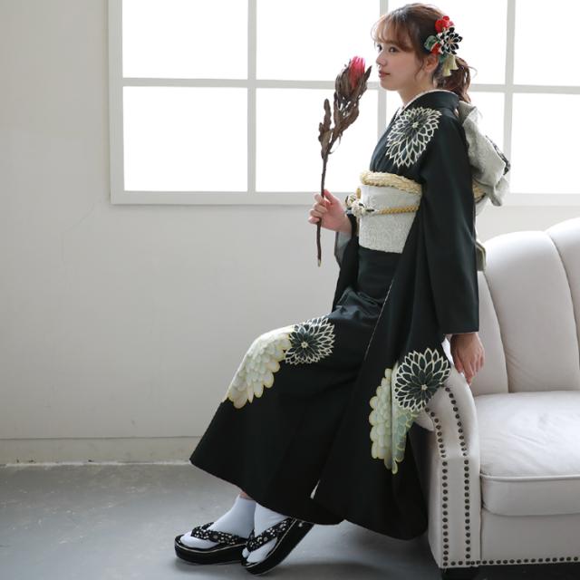 最大20日間レンタル 振袖 レンタル 成人式 黒 着物 フルセットレンタル