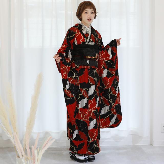 最大30日間レンタル】 振袖 レンタル 1ヶ月 成人式 一式 赤 黒 着物