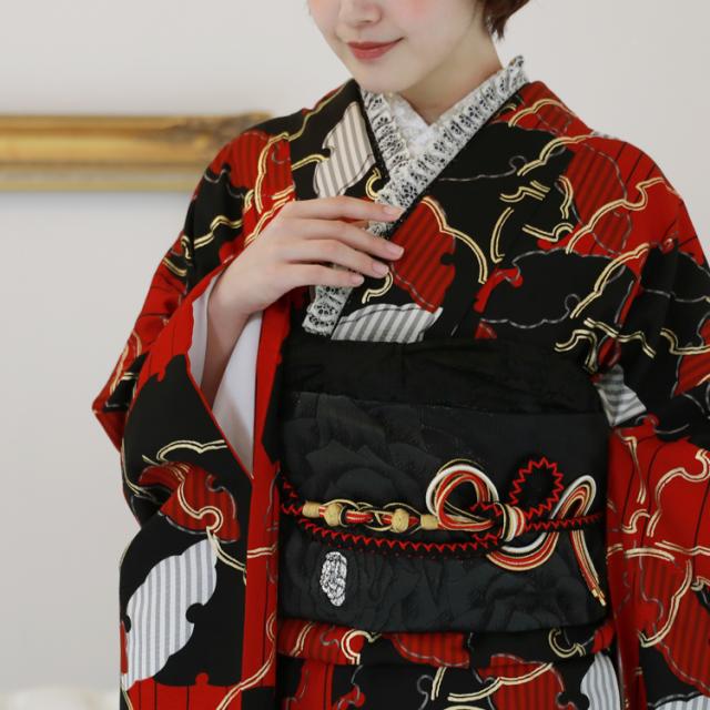 最大30日間レンタル】 振袖 レンタル 1ヶ月 成人式 一式 赤 黒 着物 
