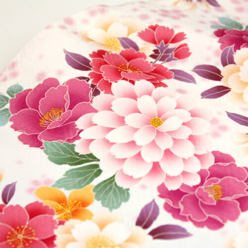 振袖 レンタル セット 20点フルセット 「白 ピンク 桜 牡丹」 2月〜12