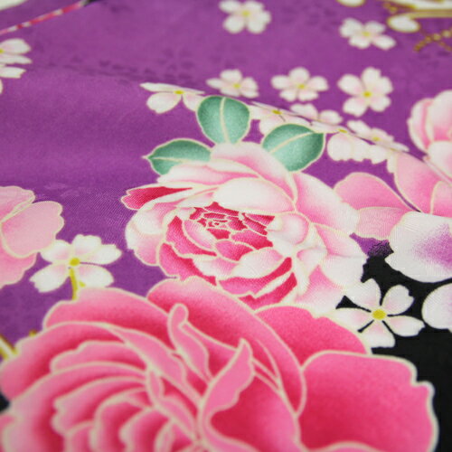 振袖 レンタル セット 20点フルセット 「黒 紫 バラ 桜 蝶 モダン」 2