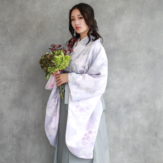 卒業式 袴 レンタル 女 大学 フルセット 袴セット 女性 卒業式袴セット 袴フルセット 「グレーに花柄」レンタル シンプル   大人の通販は
