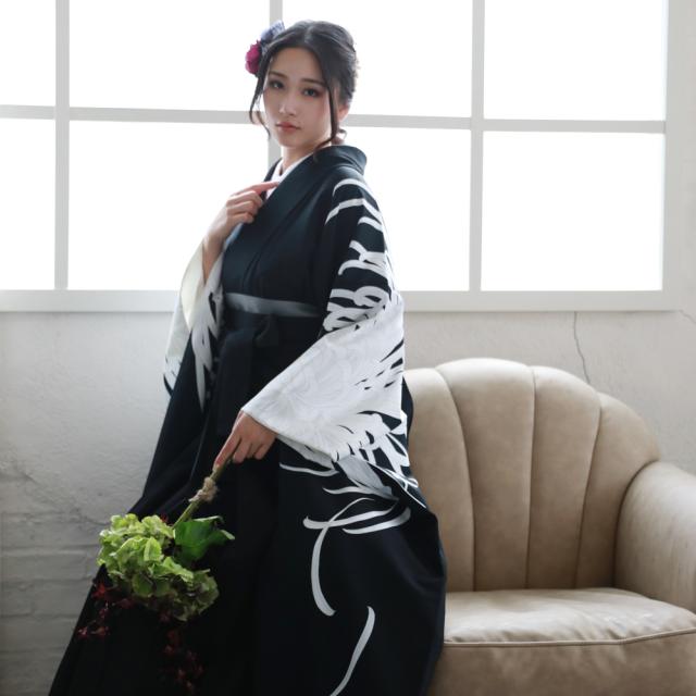 卒業式 袴 レンタル 女 フルセット 女性 袴セット｜卒業式レンタル袴フルセット-1219｜ストライプ｜花柄｜