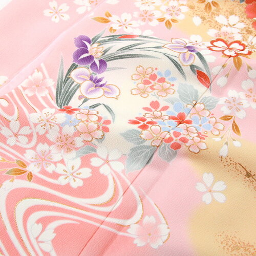 訪問着 レンタル １９点フルコーディネートレンタルセット 着物 結婚式 入学式  安い 「ピンク地に金彩花紋様と流水」 訪問着 レンタル 19点フルコーディネートレンタルセット 着物 結婚式