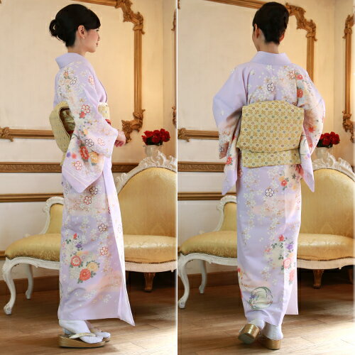 訪問着 レンタル 19点フルコーディネートレンタルセット「薄紫地に金