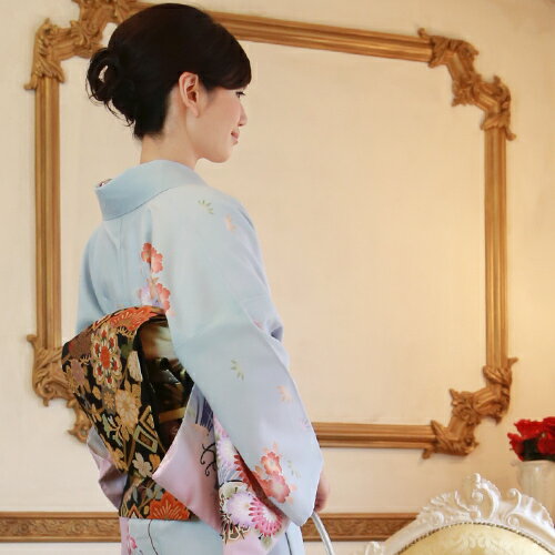 訪問着 レンタル 19点フルコーディネートレンタルセット「水色地に花車
