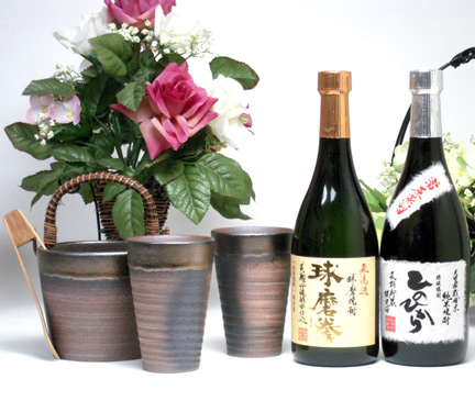 豪華酒器セット陶芸作家　安藤嘉規作（厳選熊本県米焼酎２本セット（球磨拳・ひのひかり）　720ｍｌ×２本 ） 8,564円