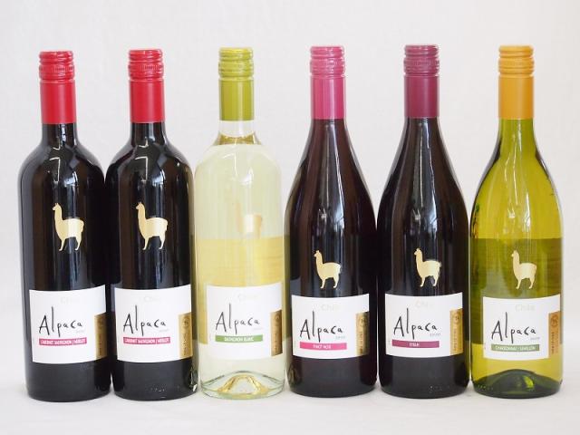 チリ産ワインアルパカ6本セット(赤ピノ・ノワール(ミディアムボディ) 赤シラー(フルボディ) 赤カベルネ・メルロー(ミディアムボディ) 白シャルドネ・セミヨン(辛口) 白ソーヴィニヨン・ブラン(辛口)) 750ml×6本の通販は 5,980円