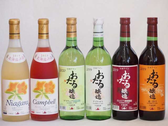 おたるスペシャル6本セット(おたる醸造 生葡萄酒 山ぶどう やや甘口 おたる醸造 生葡萄酒 赤 甘口 おたる醸造 デラウェア 生葡萄酒 やや