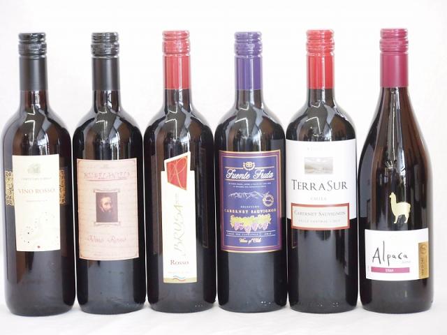 イタリア×チリ赤ワイン6本セット(コルテ デル ニッピオ ロッソ ブルーサ ロッソ ミケランジャロ ロッソ テラスルカベルネソーヴィニヨン フエンテフルータカベルネ アルパカシラー) 750ml×6本の通販は 5,980円
