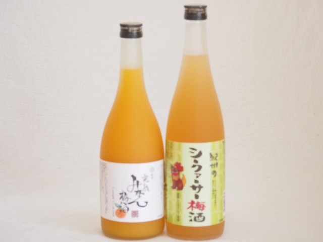 果物梅酒2本セット(国産シークァーサー梅酒 有田完熟みかん梅酒) 720ml