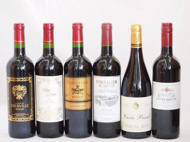 フランス赤ワイン6本セット(シュバリエ・デュ・ルヴァン ルージュ キャベェブレヴァン ルージュ パスカルシータキュヴェルージュ カルディヴァルルージュ シャルヴィーユ ルージュ サンディヴァン ルージュ) 750ml×6本