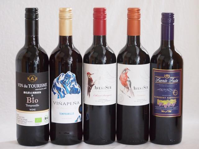 スペイン×チリ赤ワイン5本セット(ヴァンドゥツーリズム酸化防止剤無添加&Bioテンプラニーリョ(スペイン) ヴィニャペーニャ ライトボディ(スペイン) フエンテフルータカベルネ(チリ) デルスールカベルネ(チリ) デルスールカルメネール(チリ)) 750の通販は 5,980円