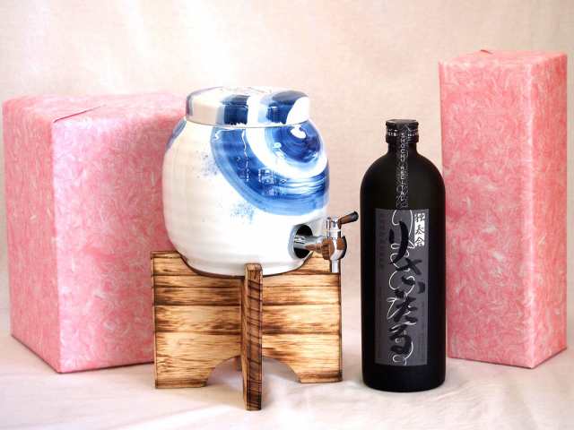 国産有田焼 焼酎サーバー1500cc木代付セット(14.5×15.5cm 1.1kg)井上酒造 本格麦焼酎 長期貯蔵焼酎 独奏会りさいたる30° (大分県) 720m