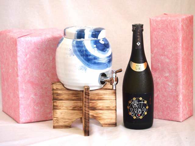 国産有田焼 焼酎サーバー1500cc木代付セット(14.5×15.5cm 1.1kg)壱岐焼酎協業組合 麦焼酎十酔傳説 (長崎県) 720ml