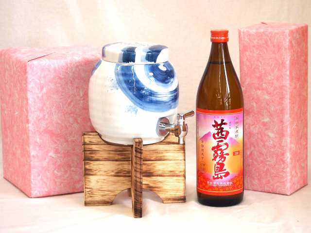 国産有田焼 焼酎サーバー1500cc木代付セット(14.5×15.5cm 1.1kg)霧島酒造 本格芋焼酎 九州産さつまいも100%使用茜霧島 (宮崎県) 900ml