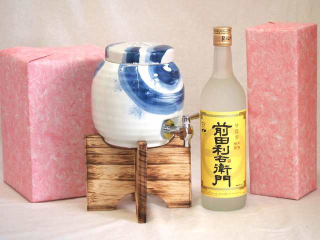 国産有田焼 焼酎サーバー1500cc木代付セット(14.5×15.5cm 1.1kg)指宿酒造 本格芋焼酎 前田利右衛門 (鹿児島県) 720ml