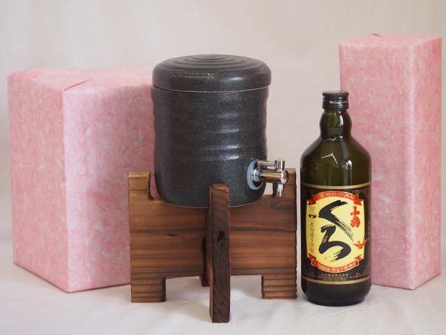 国産美濃焼 焼酎サーバー1200cc木代付セット(13.5×15.5cm 1.6kg)小正醸造 芋焼酎 黒麹造り小鶴くろ (鹿児島県) 720ml