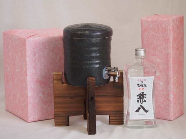 国産美濃焼 焼酎サーバー1200cc木代付セット(13.5×15.5cm 1.6kg)四ツ谷酒造 本格麦焼酎 焼酎 屋原酒兼八42° (大分県) 720ml