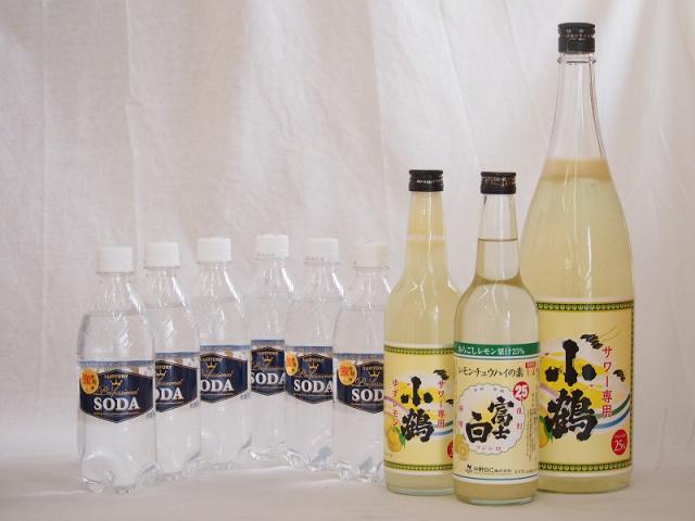 家のみ本格酎ハイ9本セット(サントリーソーダ 強炭酸水ペット 小鶴 サワー専用ゆずレモン 25度 富士白レモンチューハイの素 25度) 490ml×6本 600ml×2本 1800ml×1本