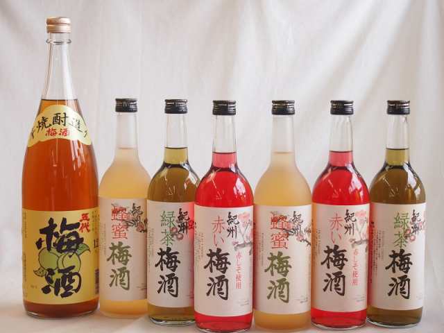 カラフル梅酒7本セット(芋焼酎仕込五代梅酒(鹿児島) 赤しそ赤い梅酒(和歌山) 蜂蜜梅酒(和歌山) 緑茶梅酒(和歌山)) 1800ml×1本 720ml×6