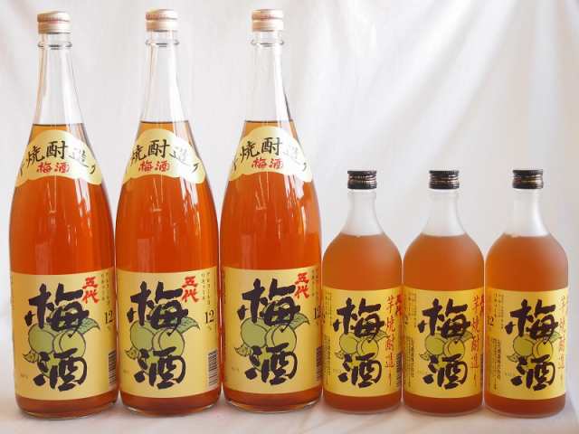 梅酒6本セット(芋焼酎仕込五代梅酒(鹿児島)) 1800ml×3本 720ml×3本