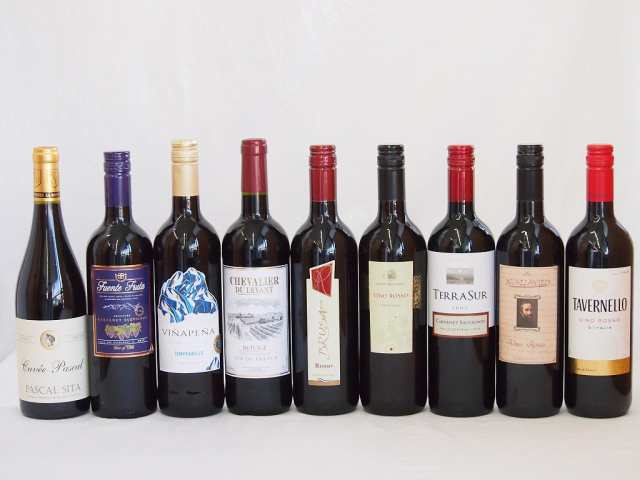 セレクションワイン9本セット ( 赤ワイン 9本)4カ国(フランス赤2本、イタリア赤3本、スペイン赤2本、チリ赤2本）750ml×9本 ｜au PAY  マーケット