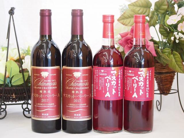 山梨県産赤ワイン4本セット 樽熟 マスカットベリーA2本 樽熟 マスカットベリーA2本 (山梨県)750ml×4