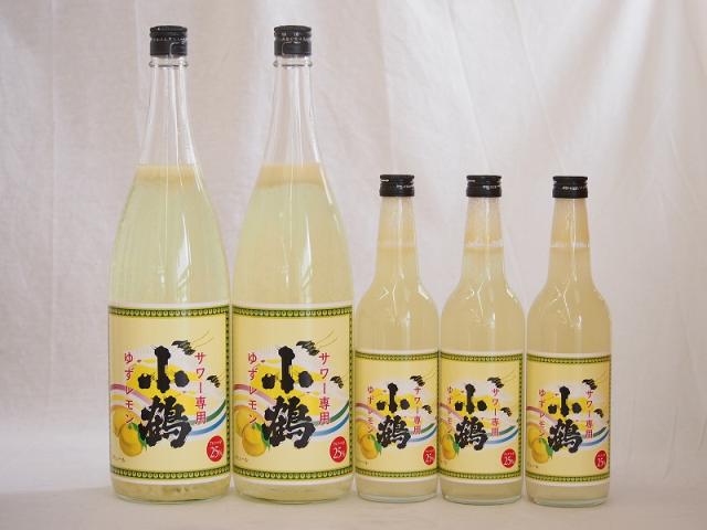 すっぱドライ サワー専用 ゆずレモン大小5本セット 25度 小鶴醸造(鹿児島県)1800ml×2 600ml×3
