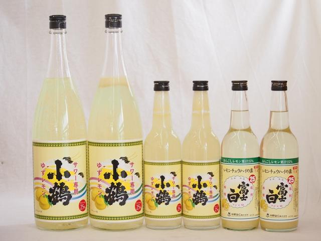 レモンチューハイの素大小6本セット 25度 小鶴 富士白 1800ml×2 600ml×4の通販は