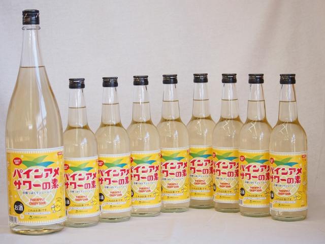 パインアメサワーの素セット 甘酸っぱくジューシーパイナップル果汁 25度 中野BC(和歌山県)600ml×8本 1800ml×1本