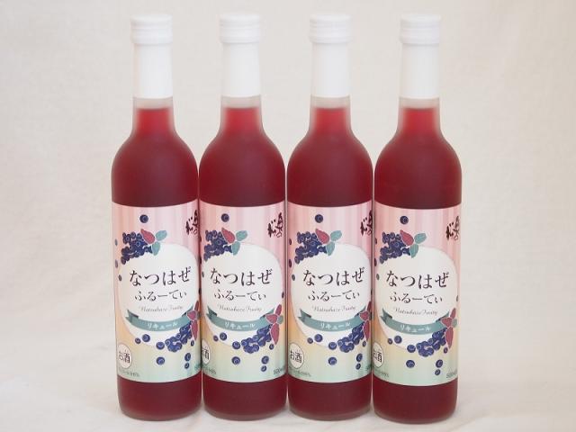 4本セット(和製ブルーベリー なつはぜふるーてぃリキュール奥の松(福島県)) 500ml×4本
