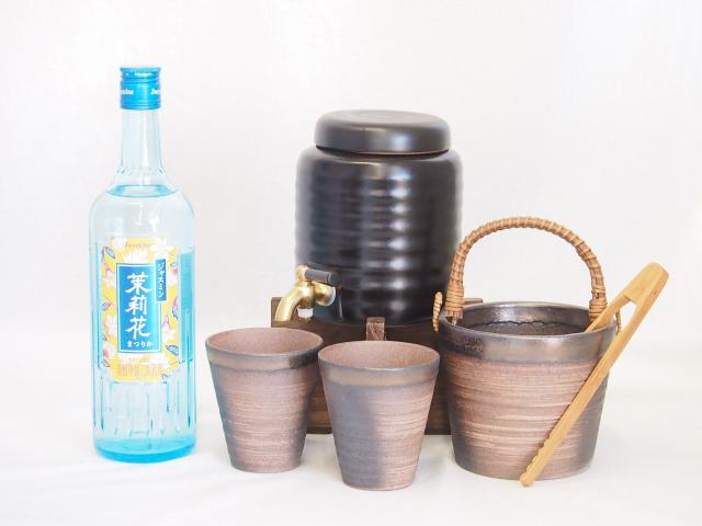 本格焼酎サーバー1000cc(18cm×24cm 1kg)萬古焼ペアカップ氷入れ竹トングセット ジャスミン茉莉花 500ml×1本の通販は焼酎セット