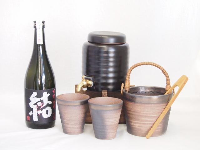 本格焼酎サーバー1000cc(18cm×24cm 1kg)萬古焼ペアカップ氷入れ竹トングセット濱田酒造 本格芋焼酎 結28° (鹿児島県) 720ml×1本 9,995円