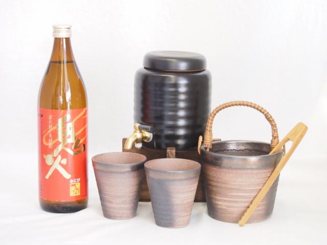 本格焼酎サーバー1000cc(18cm×24cm 1kg)萬古焼ペアカップ氷入れ竹トングセット田崎酒造 本格芋焼酎 炭火焼きいも使用鬼火 (鹿児島県) 900ml×1本 8,985円