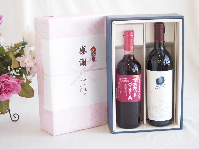 感謝の贈り物ボックス 世界が憧れオーパス・ワンと国産ワインセット(山梨県産葡萄100％使用 マスカットベーリーA赤ワイン ライトボディ(山梨県)720mlオーパス ワン 2021赤ワイン カリフォルニアワイン 750ml 