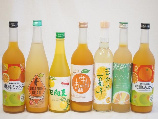 柑橘系のお酒特集 7本セット(みかんのお酒7度(愛知県) 紀州の梅酒と完熟みかん12度(和歌山県) 紀州の梅酒と柑橘ミックス12度(和歌山県) 高千穂日向夏14度(宮崎県) 日向の夏子12度(宮崎県) さわやかへべすリキュール14度(宮崎県) オレンジベ