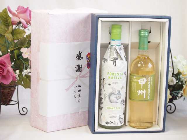 感謝の贈り物ボックス イタリアソアーヴェ白ワインと国産ワインセット(山梨県産葡萄100％使用 甲州白ワイン やや辛口(山梨県)720mlフォレスタ ナティヴァ ソアーヴェ (イタリア) 750mlの通販は
