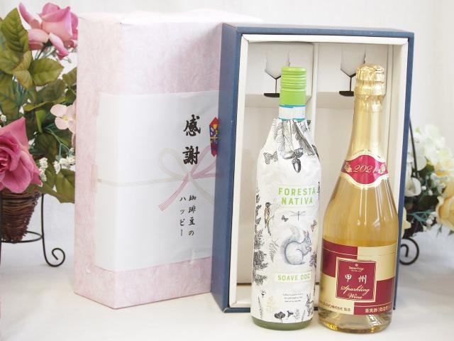 感謝の贈り物ボックス イタリアソアーヴェ白ワインと国産ワインセット(甲州スパークリング 白ワインやや辛口(山梨県)720mlフォレスタ ナティヴァ ソアーヴェ (イタリア) 750ml