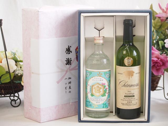 春の贈り物便り 感謝の贈り物ボックス 絶大な人気を誇るキンミヤ焼酎と国産ワイン2本セット(グランシャンモリ アッサンブラージュ 白ワイン 辛口(山梨県)750mlキンミヤ焼酎25度(三重県)720ml 4,763円