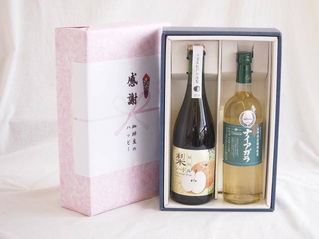 夏の贈り物お中元 感謝の贈り物ボックス 梨シードル甘口と国産ワインセット(長野県産葡萄使用 ナイアガラ白ワイン やや甘口(山梨県)720ml松戸市産 梨シードル甘口750ml