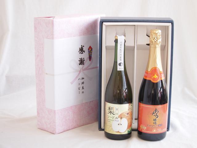 感謝の贈り物ボックス 梨シードル甘口と国産ワインセット(おたる醸造 キャンベル赤スパークリングワインやや甘口(北海道)720ml松戸市産 梨シードル甘口750ml