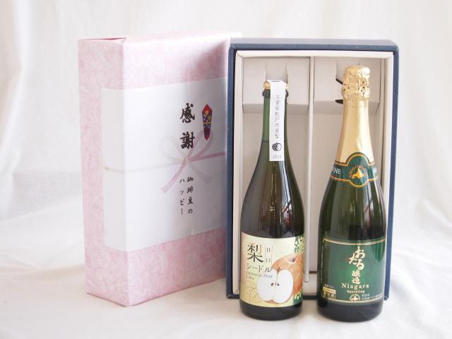 夏の贈り物お中元 感謝の贈り物ボックス 梨シードル甘口と国産ワインセット(おたる醸造 ナイアガラス白パークリングワインやや甘口(北海道)720ml松戸市産 梨シードル甘口750ml