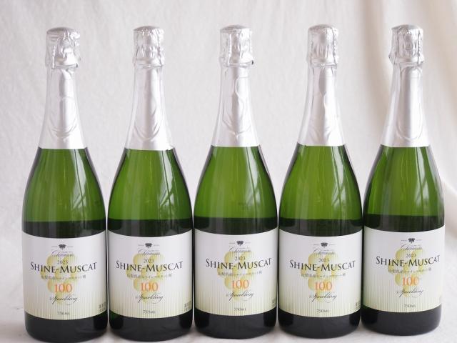 5本セット(山梨県産シャインマスカット100 スパークリング10度やや甘口) 750ml×5本