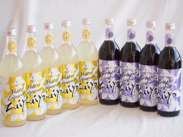 9本セット(瑞鷹 柚子の酒10度(熊本県) 瑞鷹 葡萄の酒10度(熊本県)) 720ml×9本