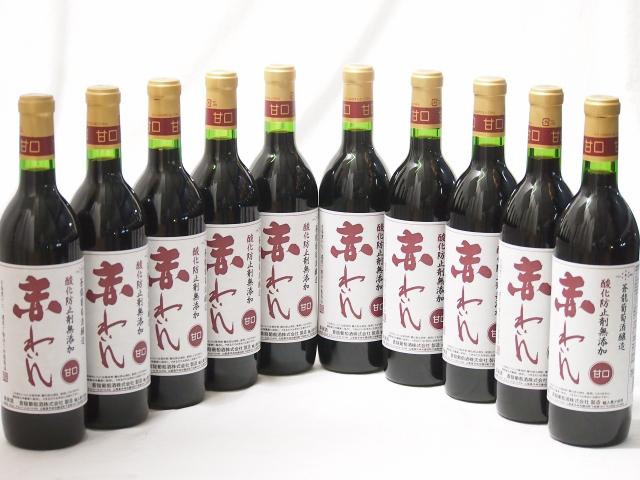 10本セット(甘口赤ワイン 蒼龍 酸化防止剤無添加 赤わいん(山梨県)) 720ml×10本