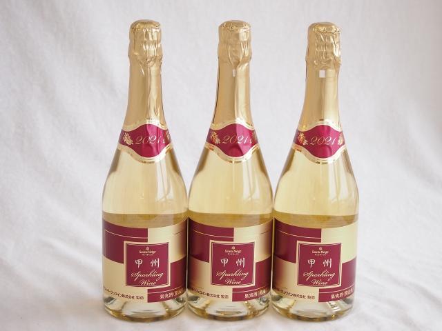 3本セット(山梨県産100％サントネージュ　甲州スパークリングワイン やや甘口) 720ml×3本